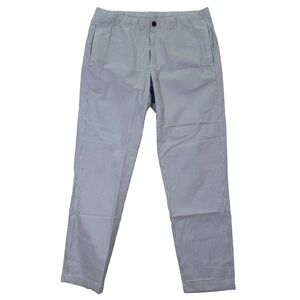 Bonobos Mens Large Blue White Seersucker Chino Pants Regular Stretch Summer EUC